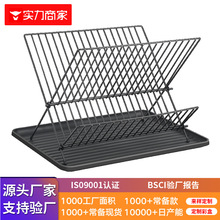 X型折叠碗碟架家用双层沥水架厨房台面置物架简约碗碟收纳碗架子
