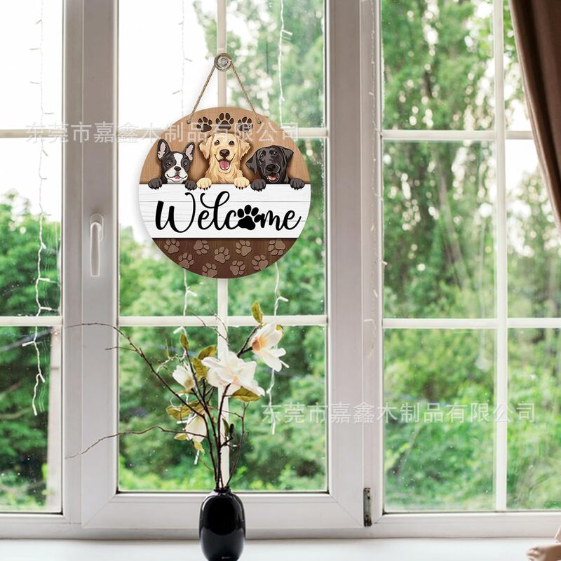 New Cross-Border Front Door Sign Labrador Golden Retriever Farmhouse Wooden Wreath Indoor Wall Hanging Decoration Plaque New Cross-Border Front Door Sign Labrador Golden Retriever Farmhouse Wooden Wreath Indoor Wall Hanging Decoration Plaque
