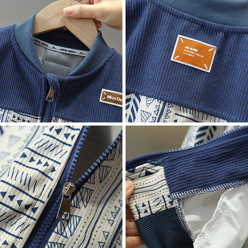 7726 traje de primavera para niños 2025 nuevo traje casual de dos piezas para niños ropa de pana de primavera y otoño fresco de moda para bebés