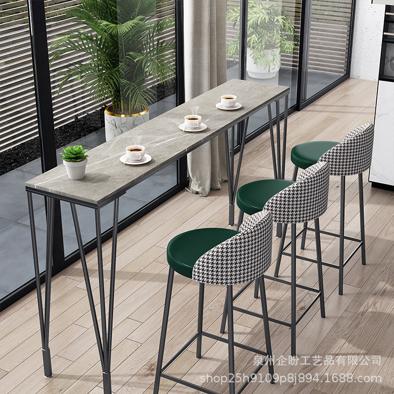 Scandinavian Slate Bar Table and Chair Combination Milk Tea Shop Cafe Bar Table Small Bar Home High Table Bar
