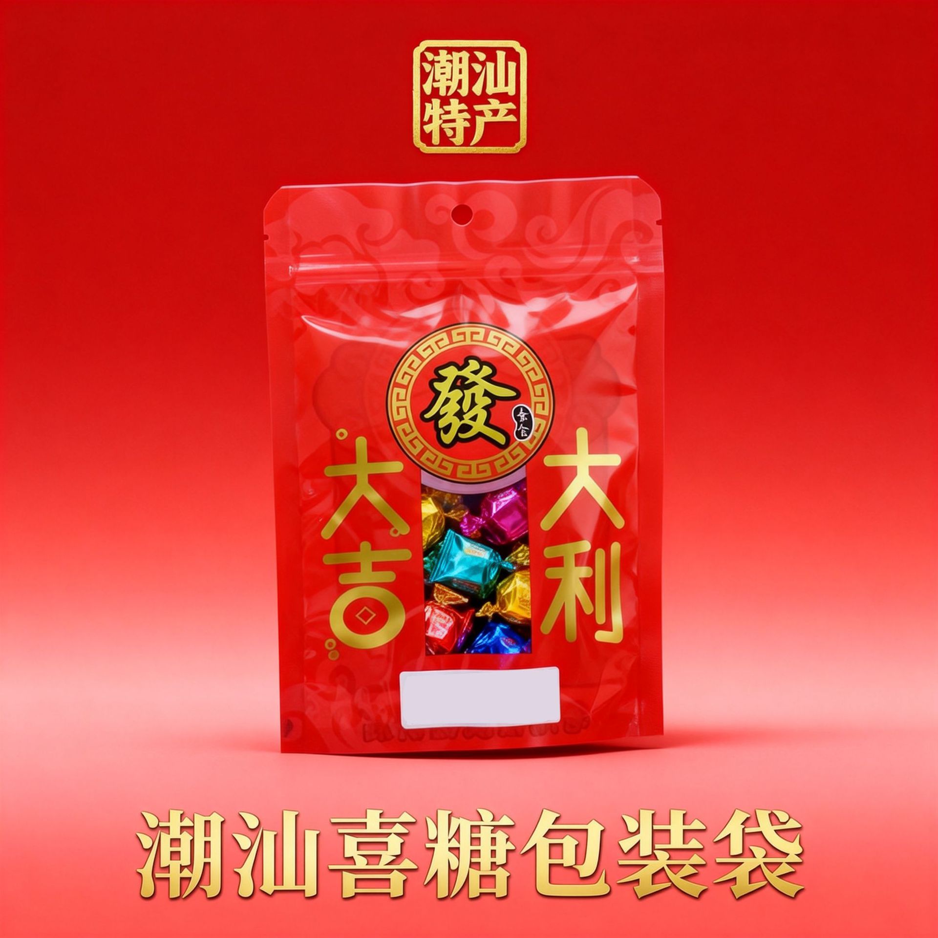 批发彩印食品真空袋自立封拉链袋潮汕糖铺 糖果零食特产包装袋