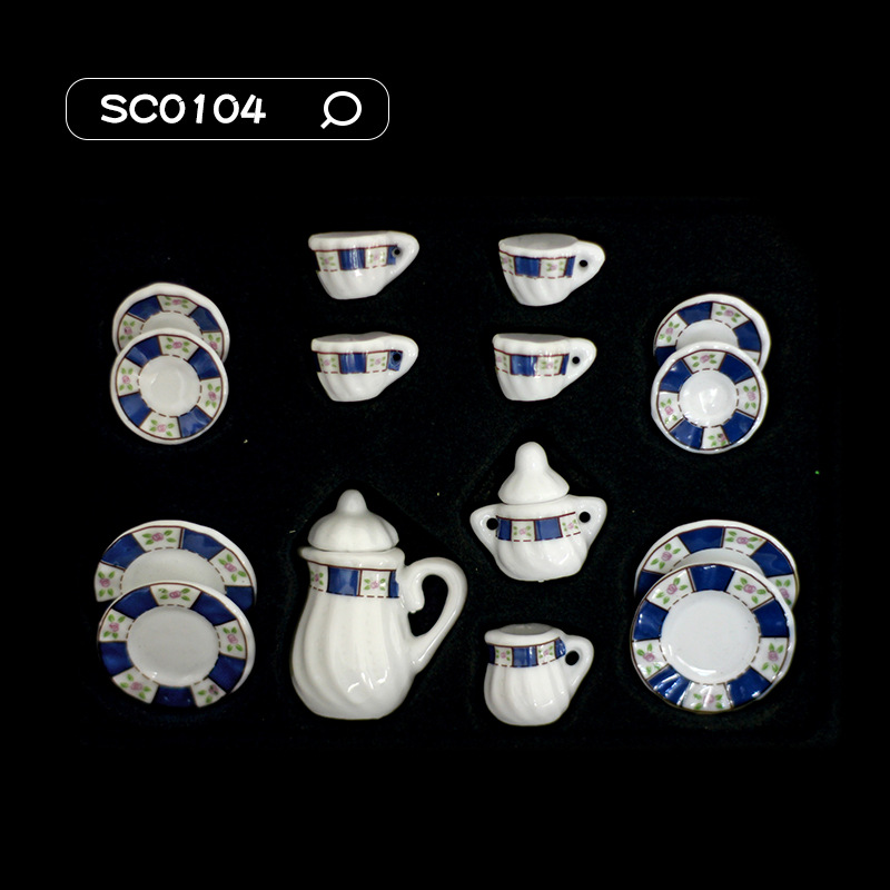 52Dollhouse miniatura comida y juego escena modelo Dollhouse accesorios mini juego de té cerámica taza té SC