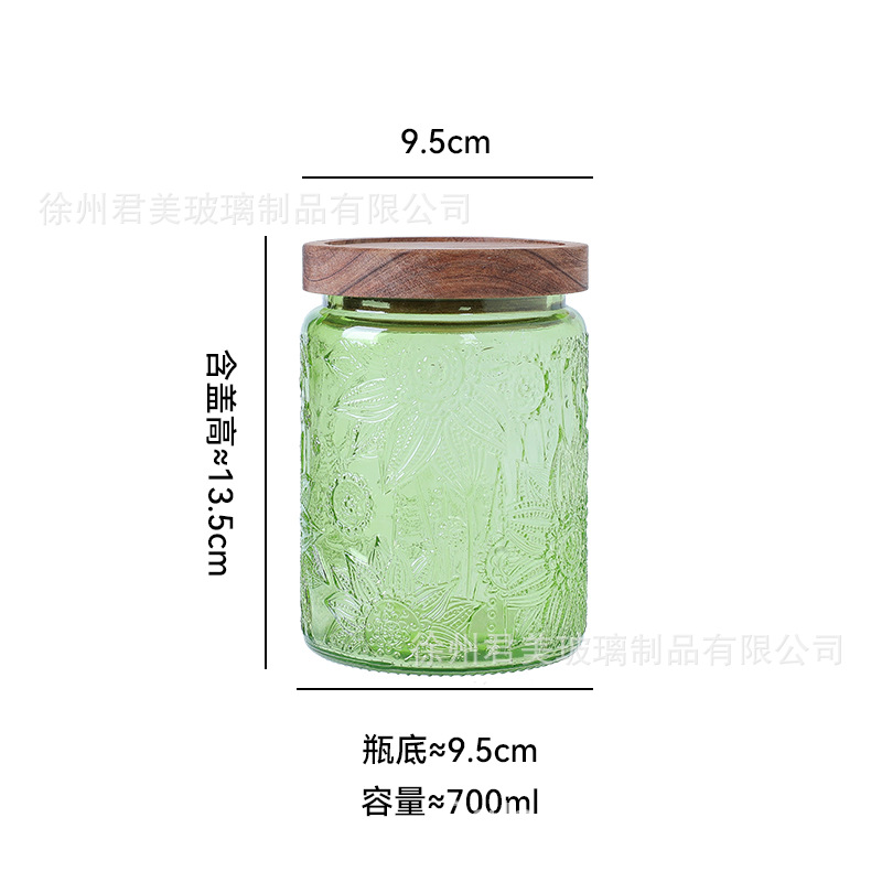 700ml tanque de almacenamiento de vidrio colorido begonia cocina casera granos de café té granos de granos latas de sellado al por mayor