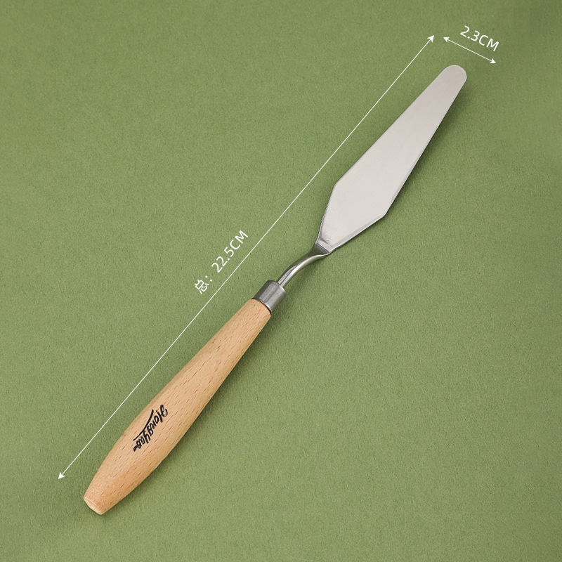 Raspador de arte, juego de cuchillo de pintura al óleo único, raspador de pintura de gouache de madera grande de acero inoxidable, herramienta manual