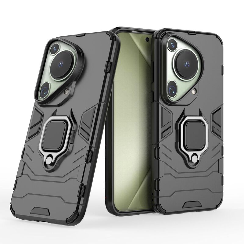 Suitable for Huawei Pura70Ultra Mobile Phone Case Mate60Pro Black Panther Armor Enjoy 50 Ring Stand Hard Case