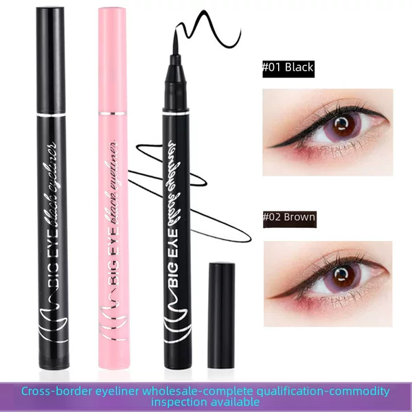 Southeast Asian Cross-Border Export Eyeliner + Waterproof, Long-Lasting, Non-Smudged, Quick-Drying Sponge Head Cool Black Eyeliner Wholesale