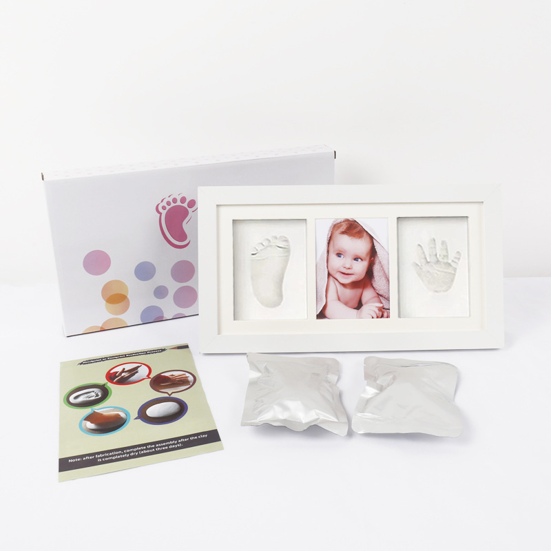 손과 발 잉크 패드 사진 프레임 + 흰색 점토