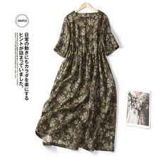 实拍 棉麻碎花连衣裙2025新款女装品牌原创苎麻裙子薄款雪纺