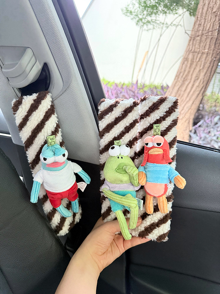 Spongebob Squarepants Bikini Bottom Residents Car Seat Shoulder Protector Plush Doll Seatbelt Decoration Anti-Strangle Imitation Shoulder Pad