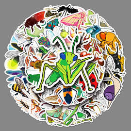 50张昆虫涂鸦个性卡通萤火虫贴纸DIY滑板手机壳行李箱贴纸防水