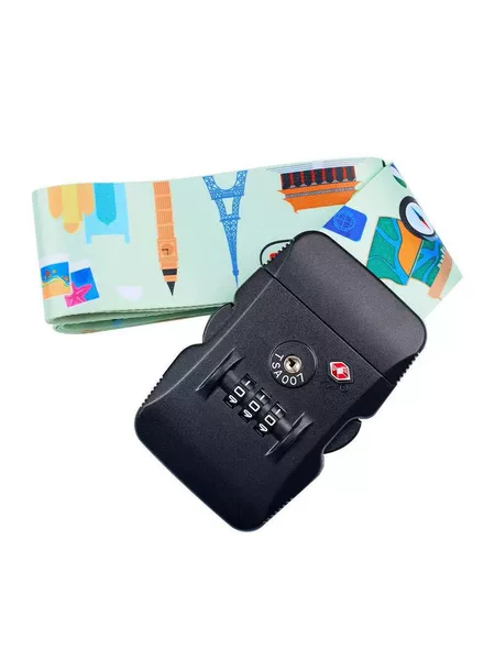 TSA combination lock luggage strap, thickened nylon travel suitcase fastening strap, anti-theft adjustable strap for checked luggage, multi-functional