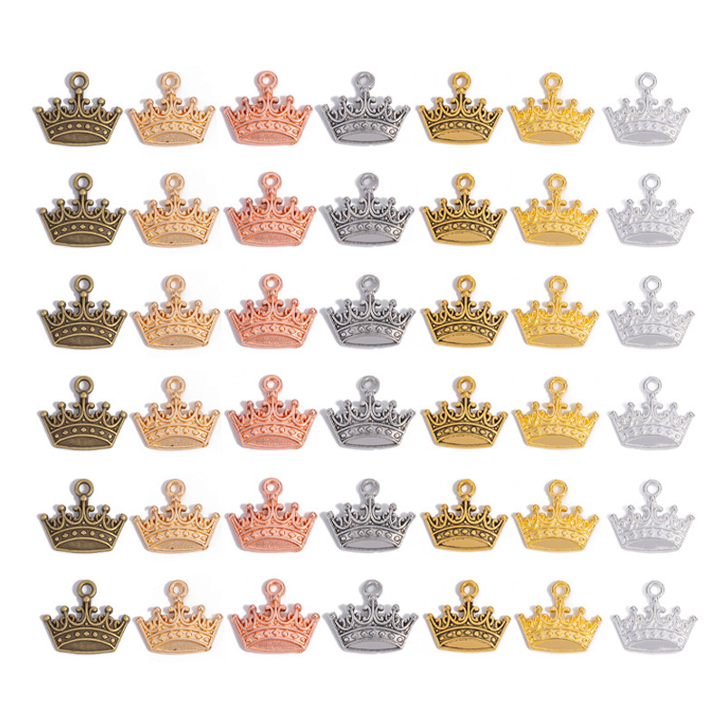 DIY vintage alloy jewelry accessories crown pendant necklace bracelet pendant Amazon selling 18*15mm