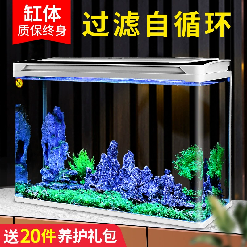 Стеклянный аквариум с золотыми рыбками, фильтрация и производство кислорода, универсальная машина для гостиной, небольшой домашний ленивый человек, не нужно менять воду, экологическая самокоррозия