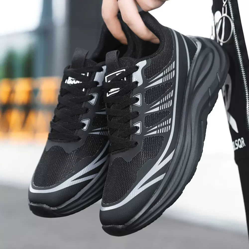 跨境2025夏季飞织网面软底透气健步鞋舒适耐磨运动鞋休闲男士单鞋