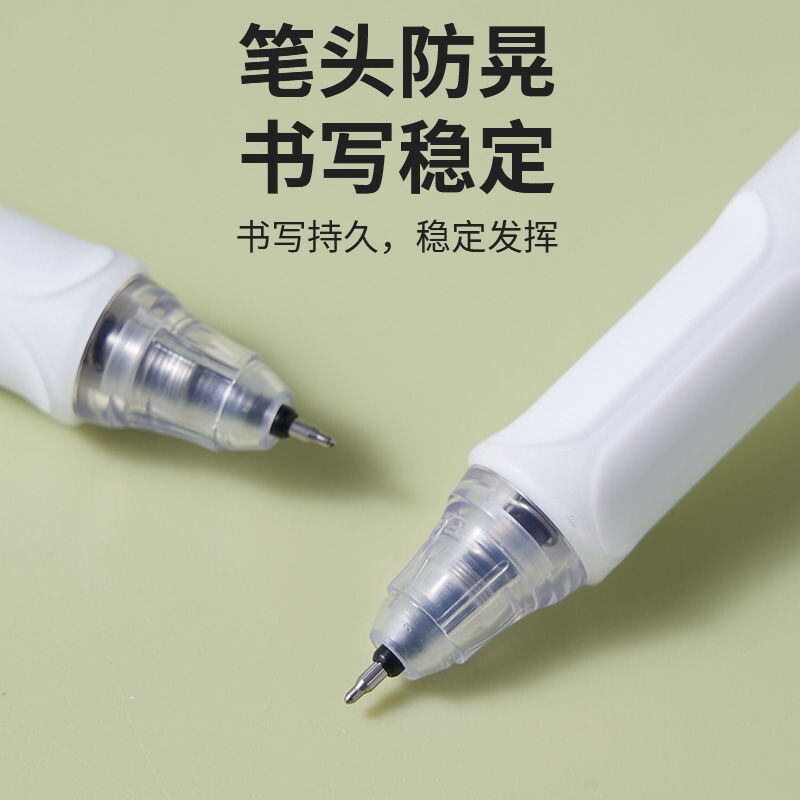 デリ SF300 六角形ウォリアー ストレート液体インクペン 0.5 ダブルボールペン STペン先 学生用 静音プッシュ式 黒インク ゲルインクペン|undefined