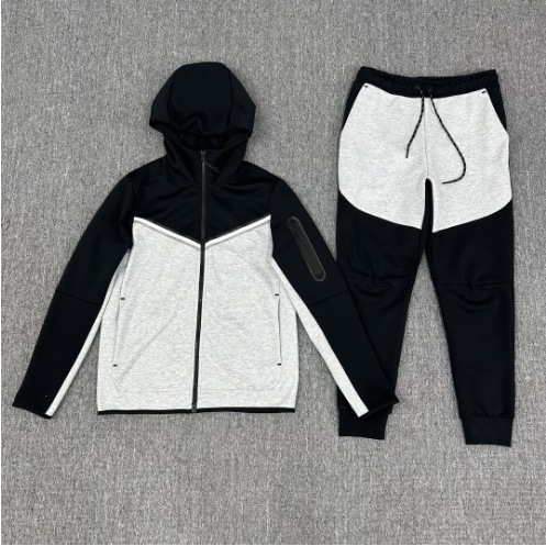 thumbnail for Cross-border hooded zipper shirt suit men&#039;s spring and autumn new sportswear casual jacket skinny sweatpants two-piece set