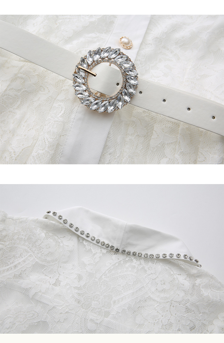 Elegance Lace Maxi Dress With Blazer Collar And Pearl Button Detail_voghion.com