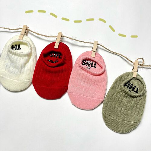 ins new children's socks candy solid color fluorescent color vertical stripes cute baby shallow socks Korean version trendy and fresh