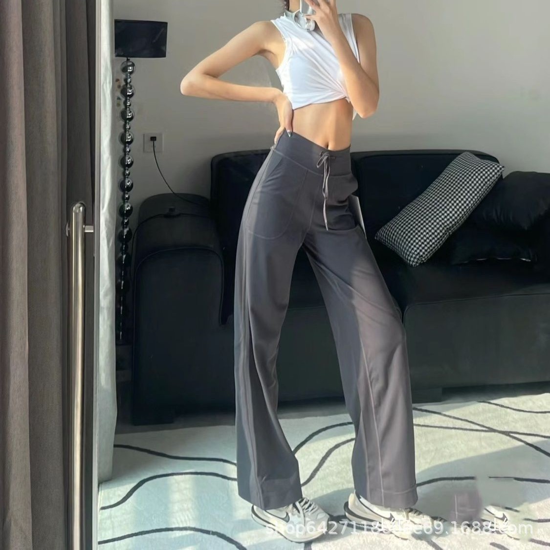 Lulu2026 New High-Waisted Slimming Sports Pants Loose Fitness Pants Quick-Dry Naked-Feel Slim-Fit Wide-Leg Yoga Pants