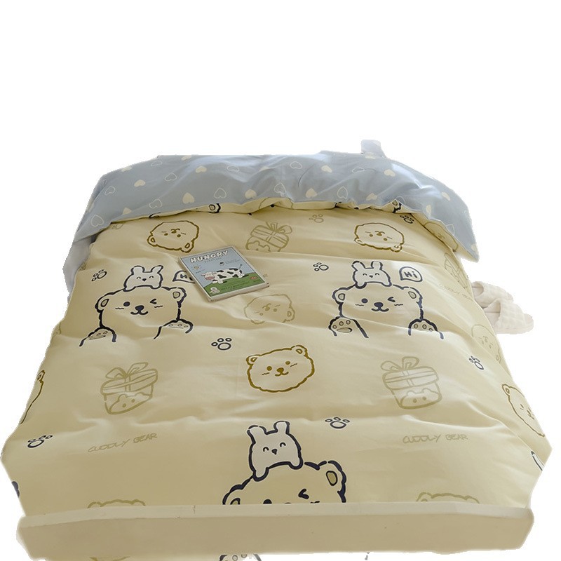 Dormitorio de estudiantes de algodón conjunto de tres piezas de cama 2025 nuevo edredón de algodón sábanas de cubierta de cuatro piezas de ropa de cama