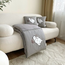 全棉抱枕被子两用二合一四季可用纯棉靠垫品质车用午睡午休空调被