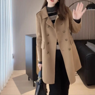 241068 Da Aimeiyuan 2025 New Autum Fashion Lapel Double-Breasted Woolen Outwear Slim Outwear for Women
