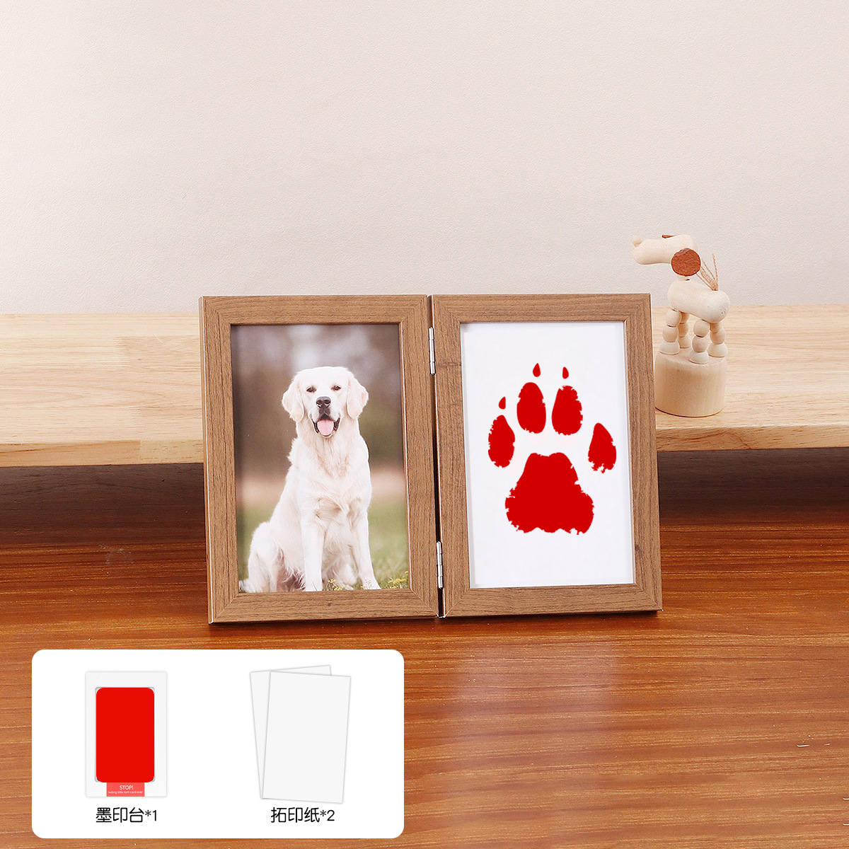 Beech color frame (1 red ink pad + 2 rubbing paper)