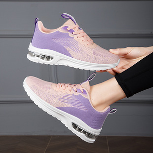 Air Cushion sneaker Women's Lightweight Shock Absorbing Non-slip Soft Sole Spring and Autumn Women's Shoes Mesh Surface Breathable Running Shoes Travel Mesh Shoes
