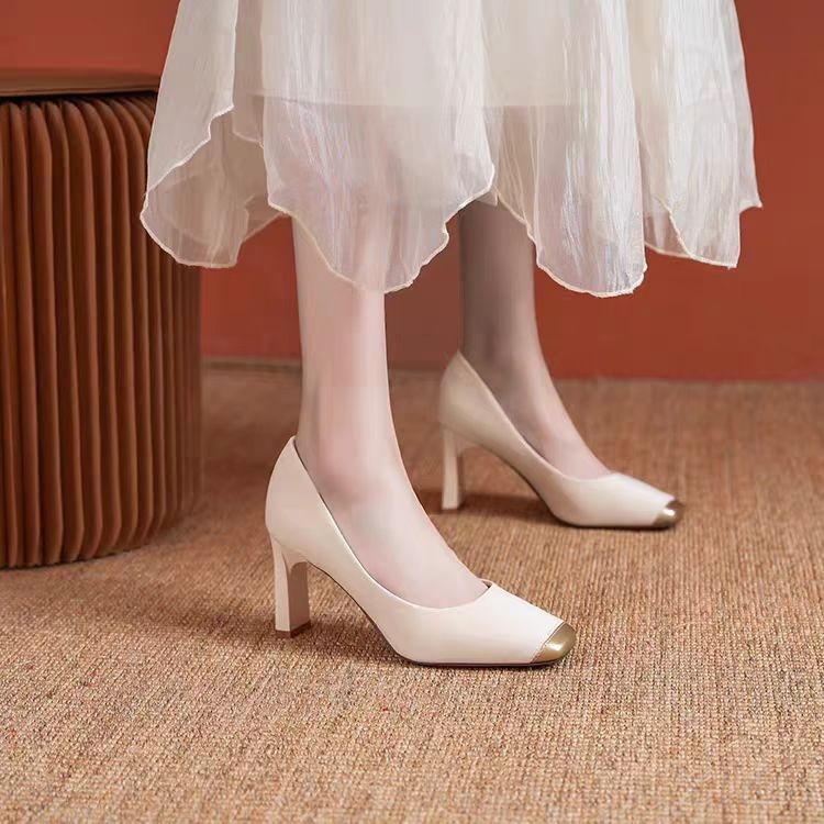High-End Commuting Square-Toed High Heels For Women 2025 Autumn New Elegant Professional Chunky Heel Versatile Women's_vogvips.com