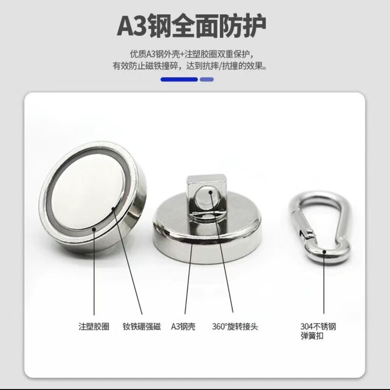 Strong Magnetic Hook Magnetic Suction Cup Carabiner Can Be 360 ° Rotating Magnet Suction Cup Bathroom Curtain Tent Magnetic Buckle