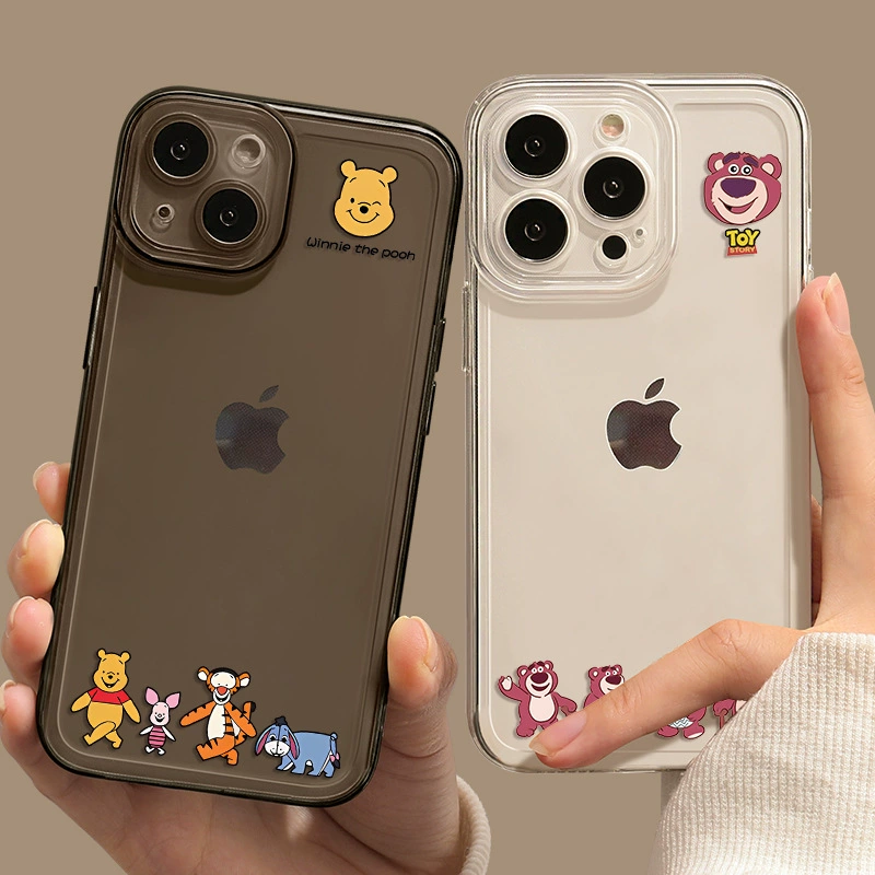 Apple мультяшный симпатичный совместимый чехол для iPhone 15, силиконовый, с маленькими медвежатами, 15 Pro Max