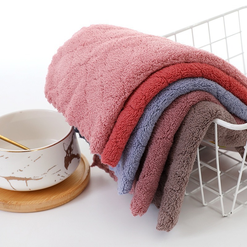 Toallas de coral de lana de coral suave absorción de agua toallas de cocina cinco paquetes de toallas de toallas de toallas para niños de color simple