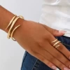 Bracelet + ring-three lines-kc gold