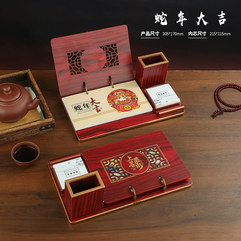 Wooden desk calendar, custom-made, ethnic style