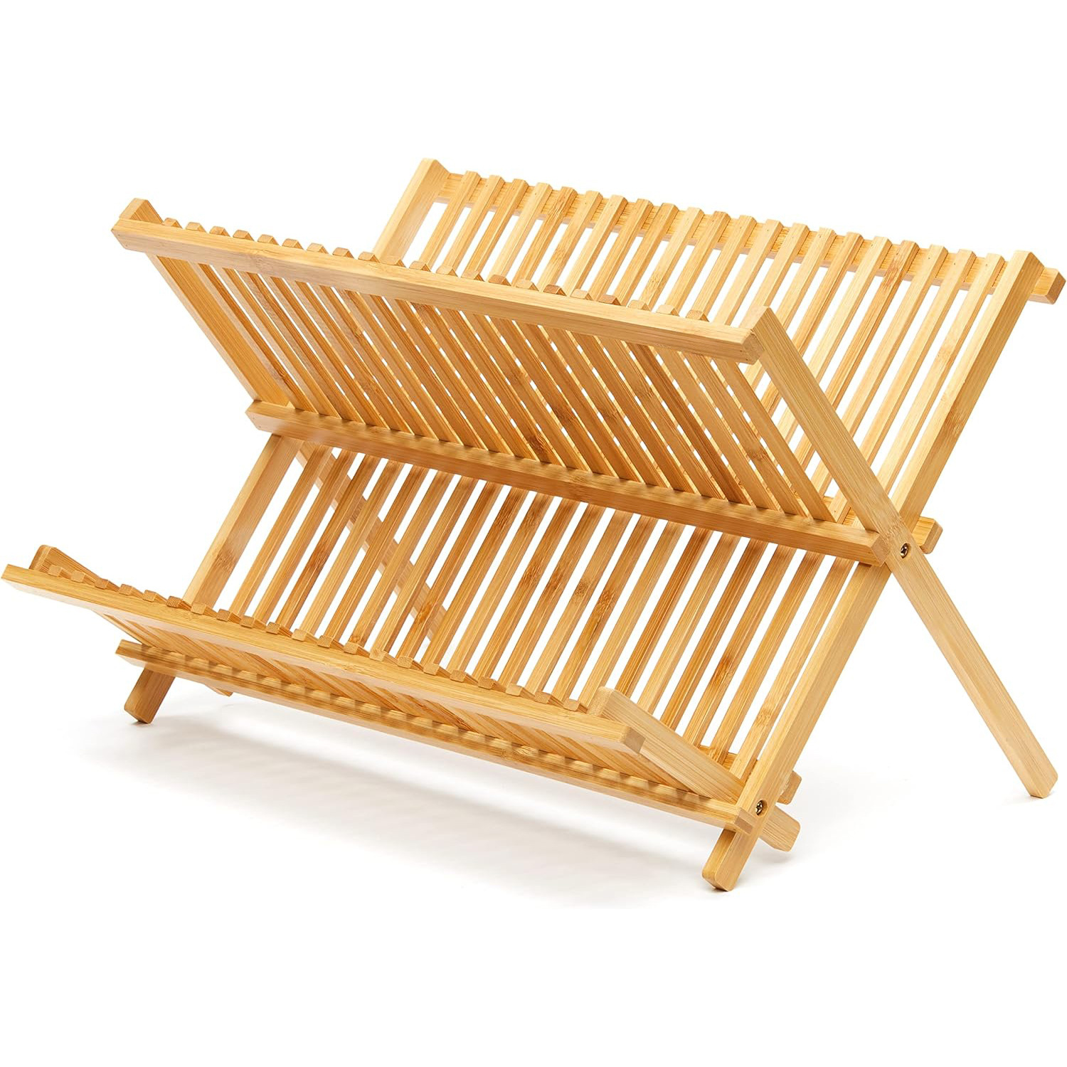 Estante de platos de drenaje doméstico, estante de platos de aire, estante de platos de bambú y madera, estante de almacenamiento de tazas de té, estante de almacenamiento multifuncional de cocina