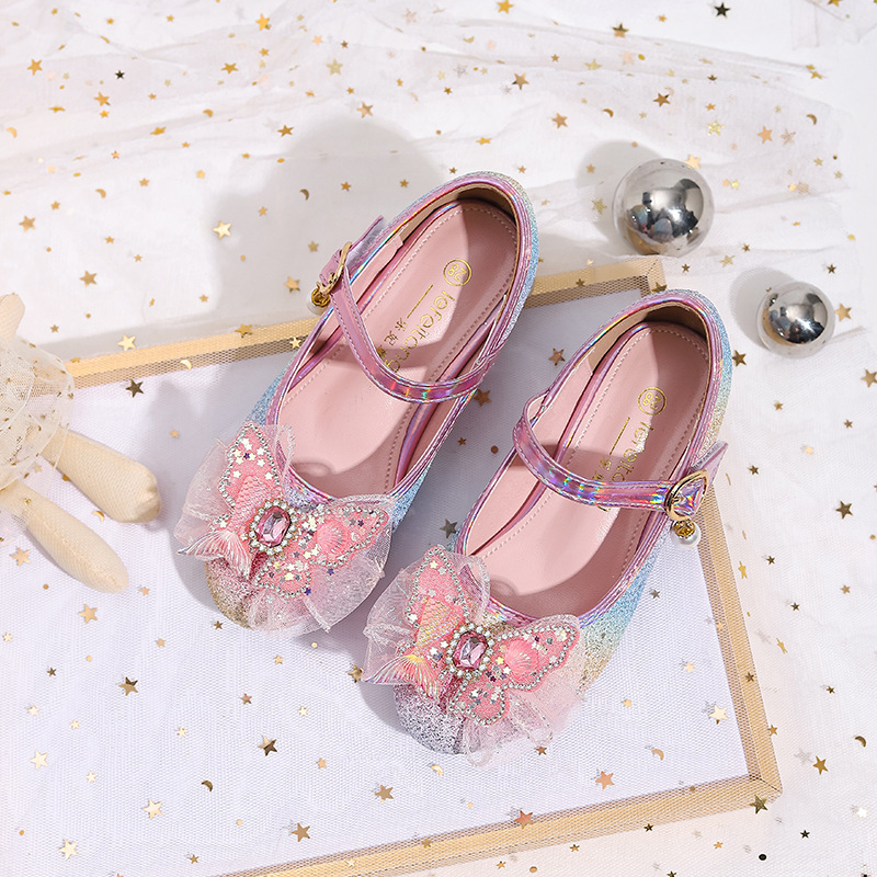 Children's High Heels Spring and Autumn New Girls' Princess Shoes Single Shoes Little Girl's Rinte Shoes Baby Show Rainbow Children's Shoes