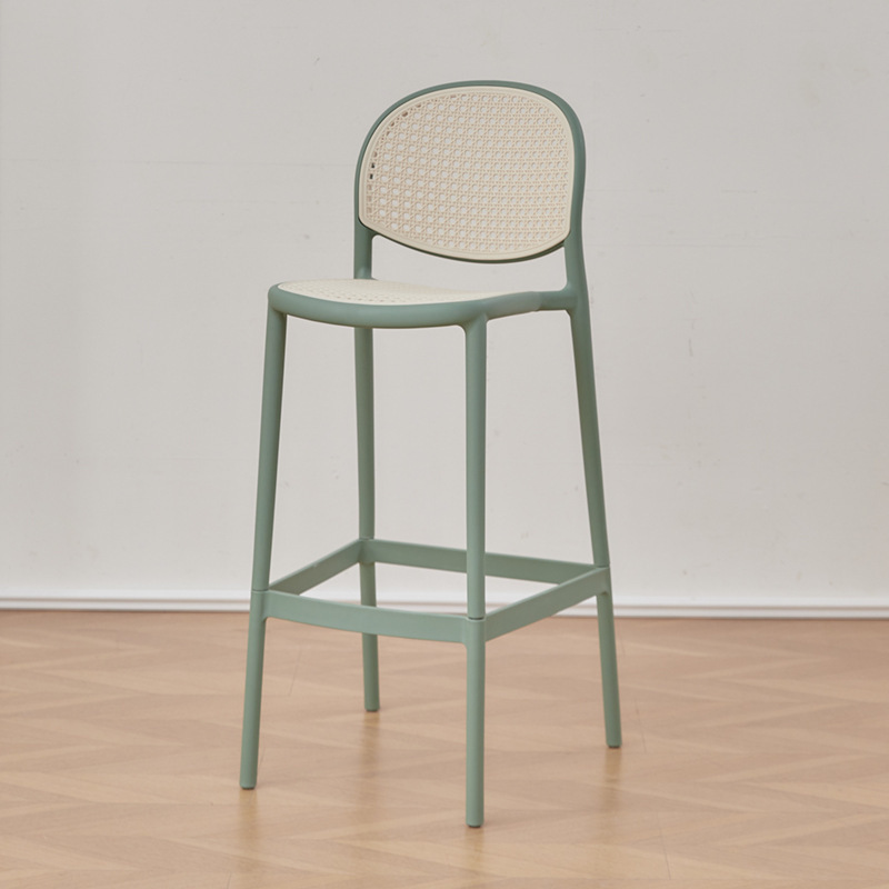 Modern Simple Household High Chair Nordic Plastic Bar Chair Rattan Backrest Bar Chair Balcony Bar Front Chair
