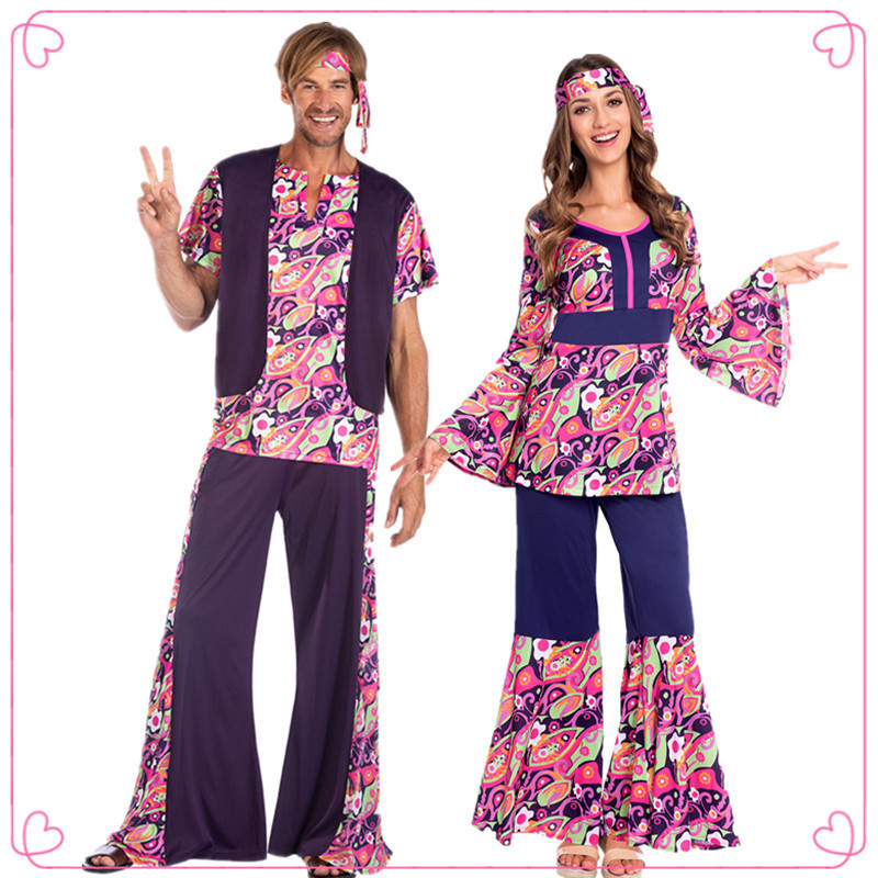 Halloween Adult 70S Retro Disco Hip-Hop Hippie Prom Costume Cosplay Cos Costume