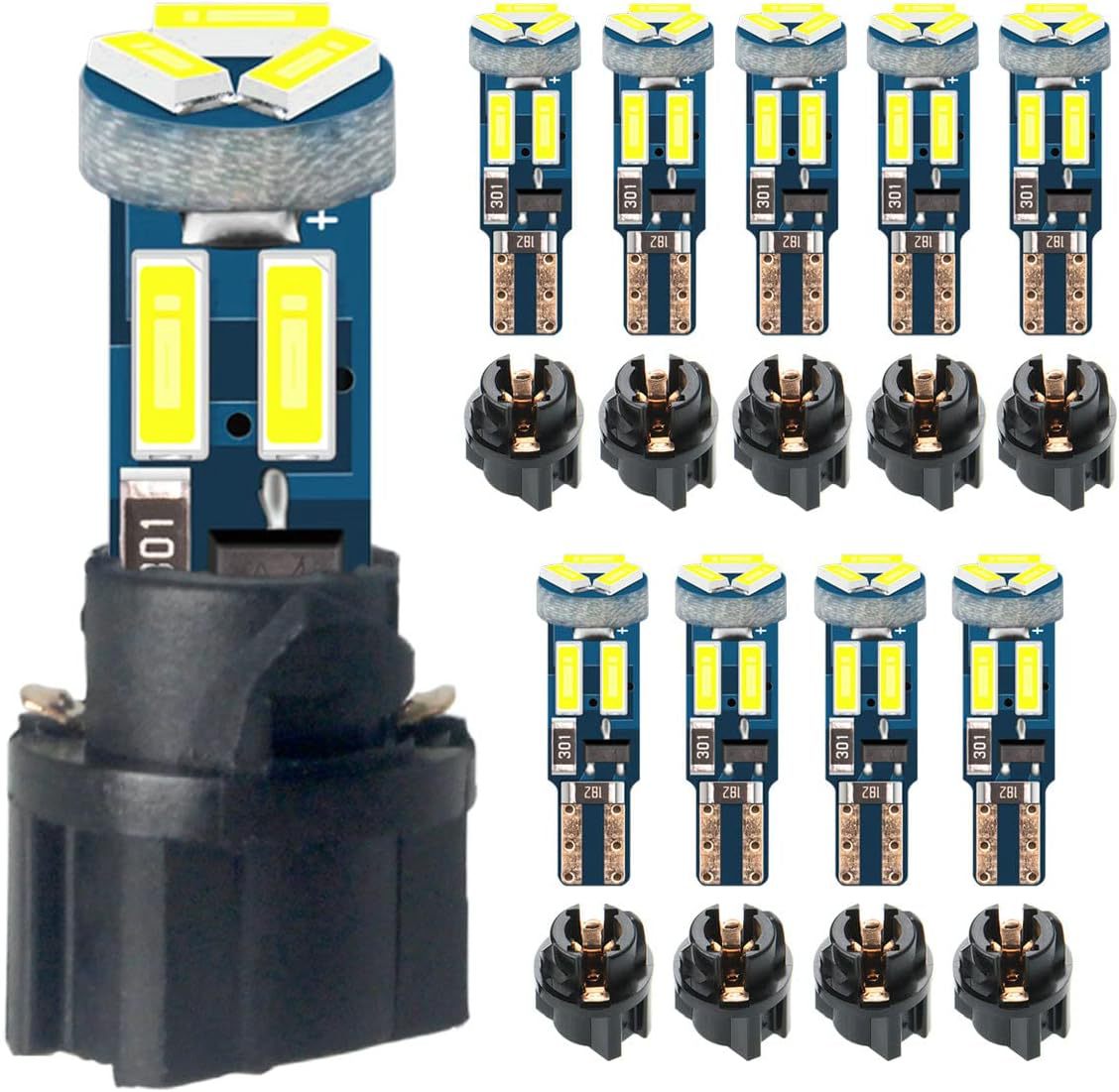 Luz de instrumentos LED de automóvil brillante T5 4014 7SMD LED indicador T5 panel de instrumentos base de banda de luz 10