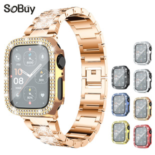 For Apple Watch 10 Diamond Case Apple Watch Case iWatch9 Frame Transparent One-piece Case