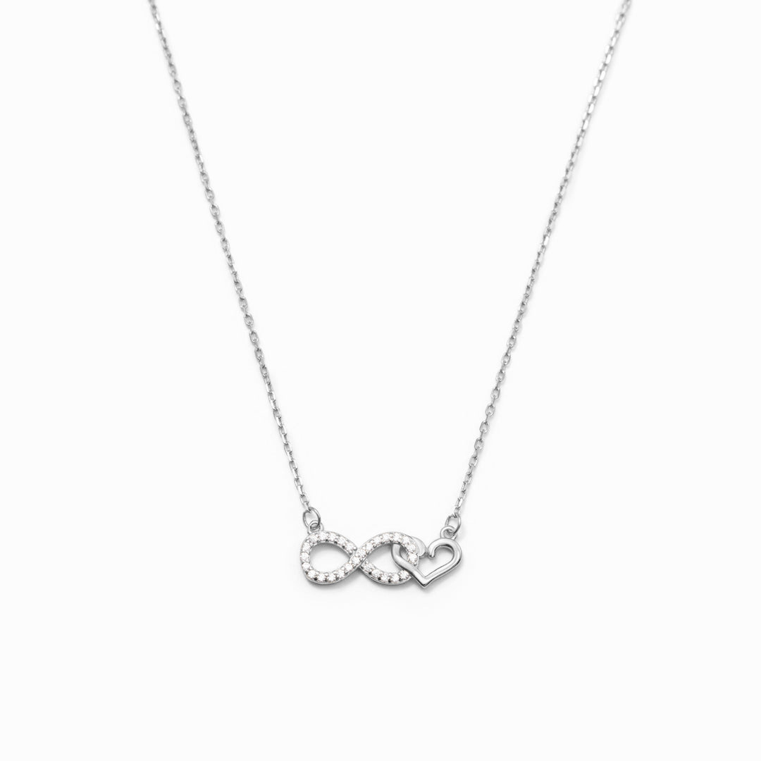 925 Sterling Silver Material 925 Sterling Silver Zircon Cable Chain Plating Inlay Infinity Heart Shape Necklace