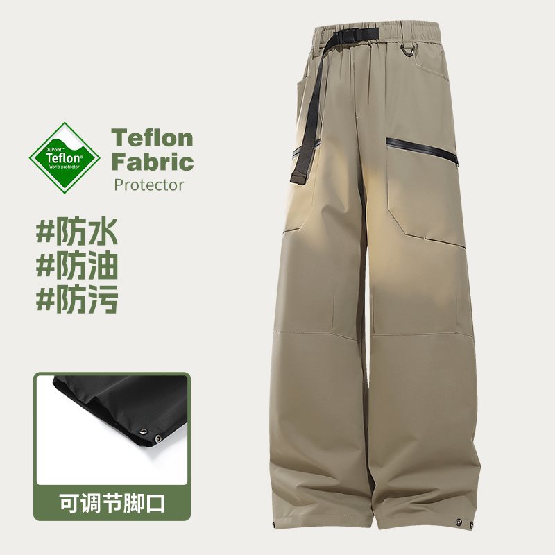 新款春秋工装裤男直筒裤子男女新款户外阔腿休闲美式高街冲锋