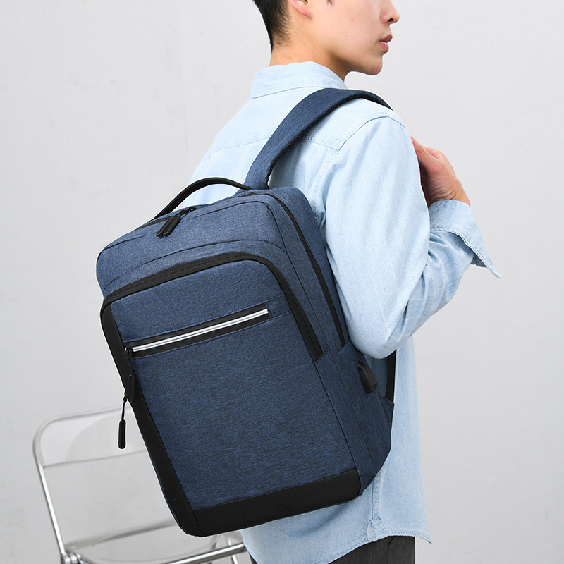 Nuevo contraste de color personalizado multi-funcional mochila USB bolsa de ordenador de negocios de carga hombres y mujeres simple mochila casual