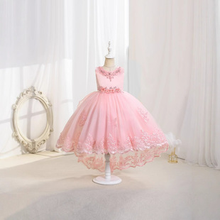 Girls Princess Dress 2025 Summer New Girls Dress Children's Host Piano Performance Costume