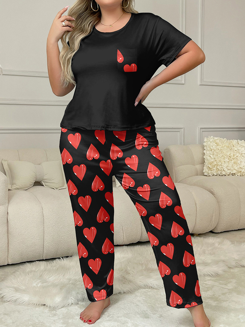 ChicShe Europäischer und Amerikanischer Cross-Border Herbst-Pyjama mit neuem Cartoon-Print für Damen, Kurzarm, lange Hose, lässiges Homewear-Set_voghion.com