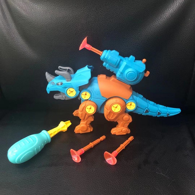 新款拼装恐龙可发射软弹拧螺丝DIY拆装积木恐龙模型儿童益智玩具|ru