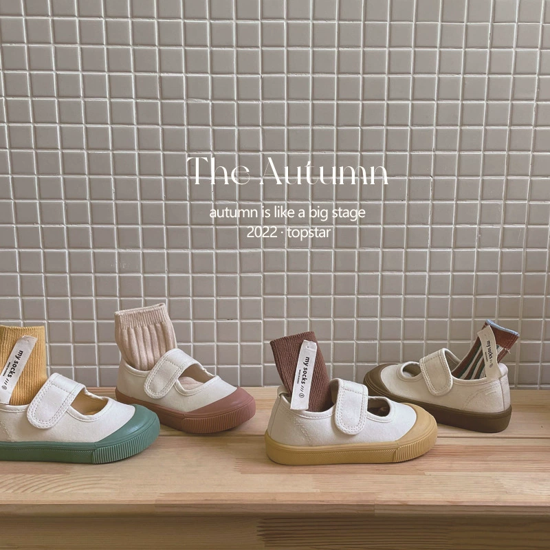 Новые детские кеды на липучках из канваса, весна 2024, неглубокие, в корейском стиле, с мягкой подошвой, для детского сада, модель 1223