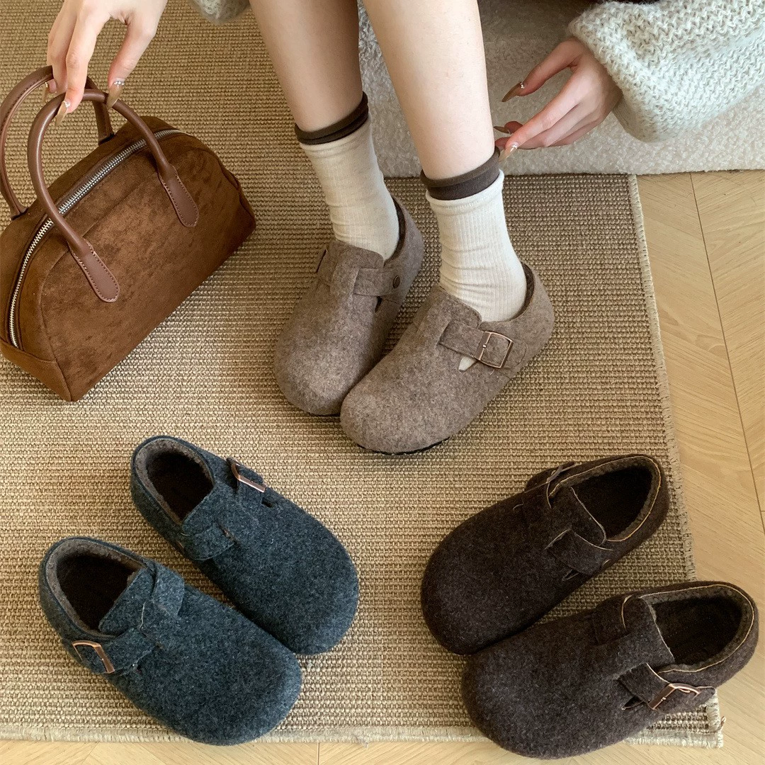 Туфли из шерстяной войлочной пробки Birkenn женские весенние и осенние одиночные туфли один педаль Lefu увеличены в туфлях ретро Bokenn все включено