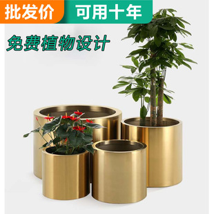 Customized 304 Stainless Steel Round Flower Box Combination Outdoor Courtyard Balcony Iron Flower Pot Removable Flower Trough Tree Box