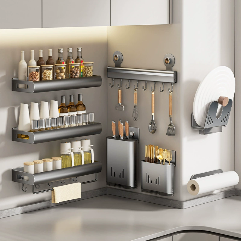 Spice Rack Wall-mounted Shelf Rack No-drill Kitchen from Yomiego